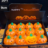 Set 12 Dovleci Halloween cu LED, 9cm – Decorațiuni Clasice